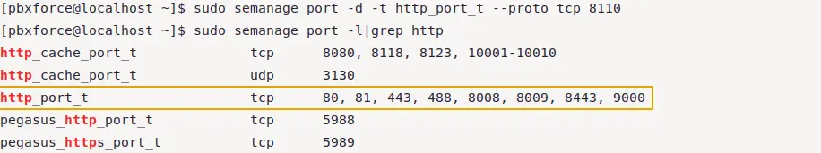 selinux http port removed