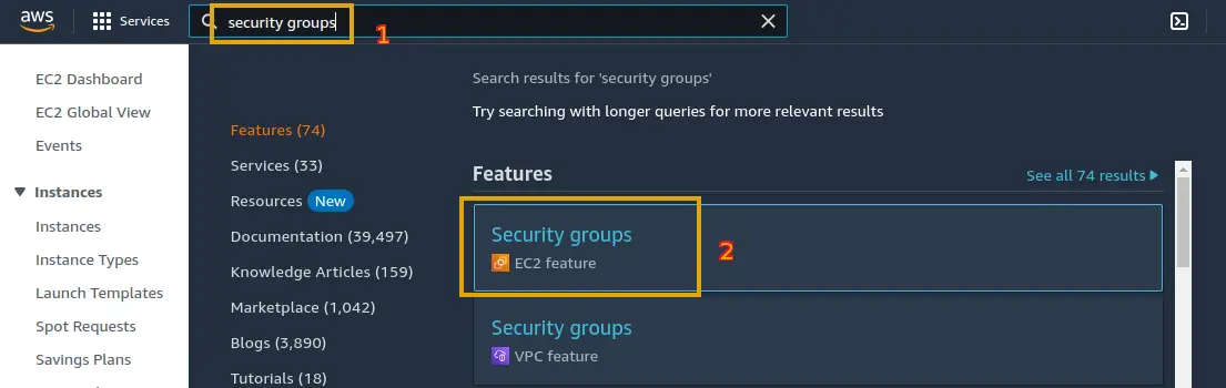 open security groups