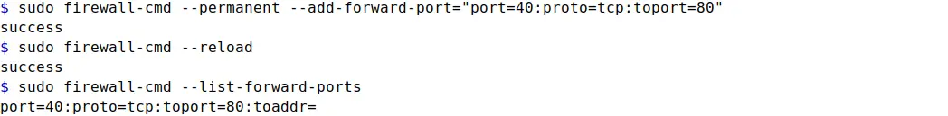 adding port forward port rule in firewalld