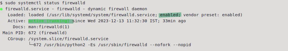 firewalld daemon status
