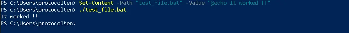 executing test file in PowerShell