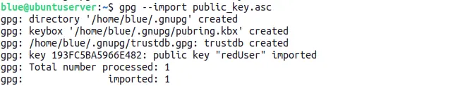 output after generating new GPG key